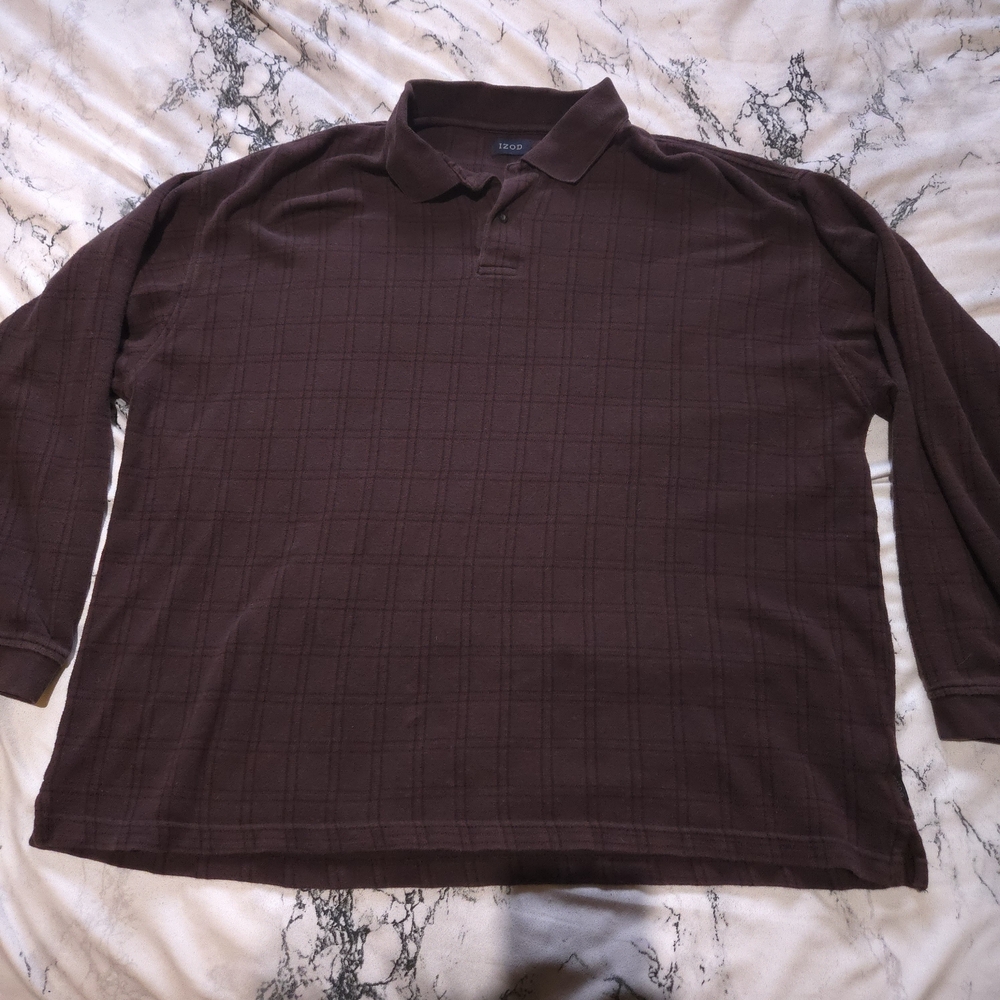 Izod Maroon Long Sleeve Polo Shirt